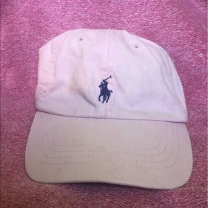Pink polo chino hat with adjustable leather strap